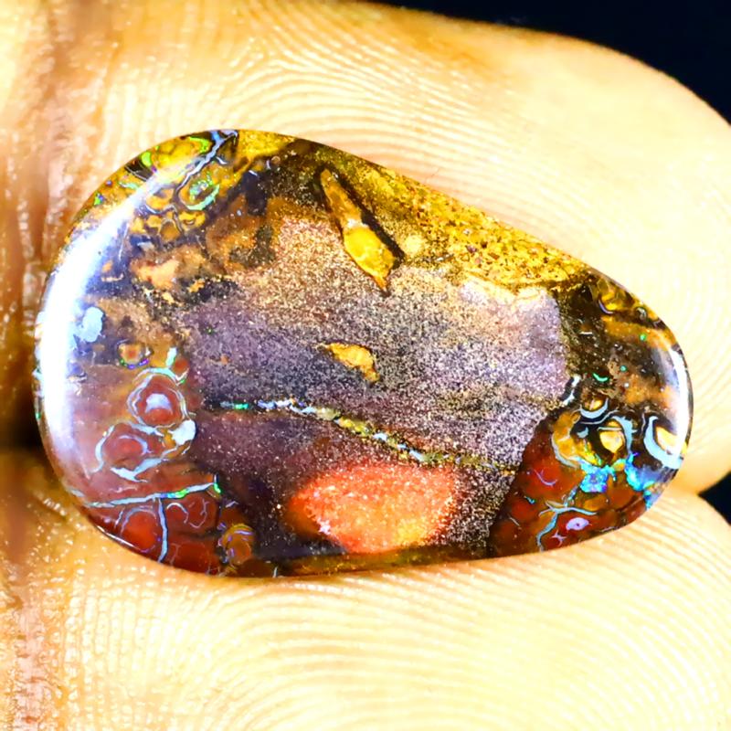 9.92 ct Astonishing Fancy Shape (20 x 14 mm) Multi Color Australian Koroit Boulder Opal Natural Loose Gemstone