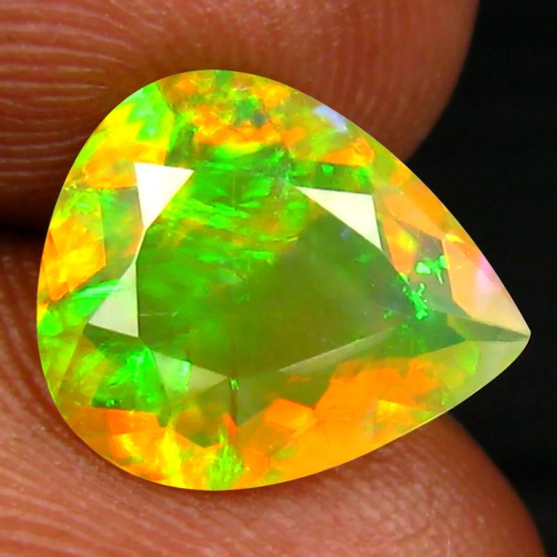 1.91 ct Astonishing Pear (11 x 9 mm) Un-Heated Ethiopia Rainbow Opal Loose Gemstone