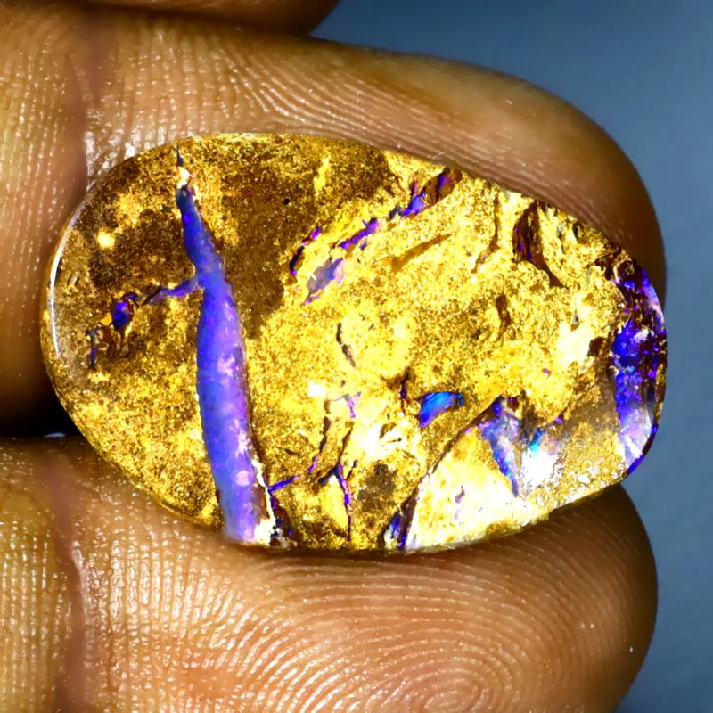 9.86 ct Superior Fancy Shape (24 x 16 mm) Multi Color Australian Koroit Boulder Opal Natural Loose Gemstone