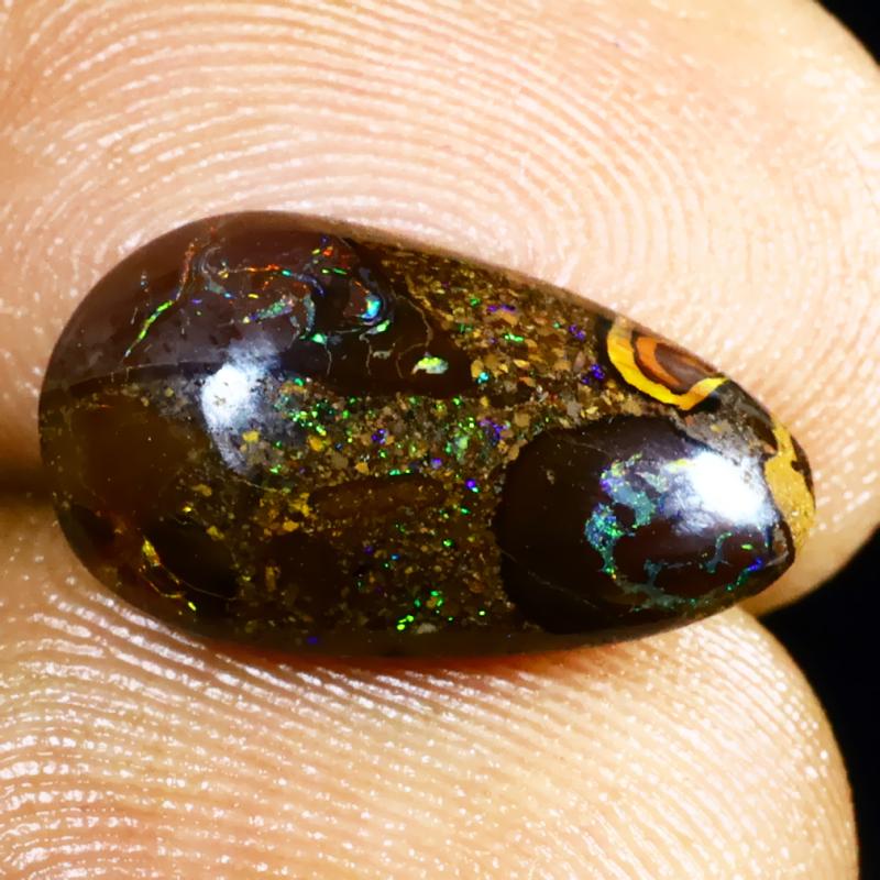4.93 ct Terrific Fancy Shape (15 x 9 mm) Multi Color Australian Koroit Boulder Opal Natural Loose Gemstone