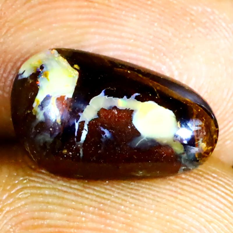 4.03 ct Awe-inspiring Fancy Shape (13 x 8 mm) Multi Color Australian Koroit Boulder Opal Natural Loose Gemstone