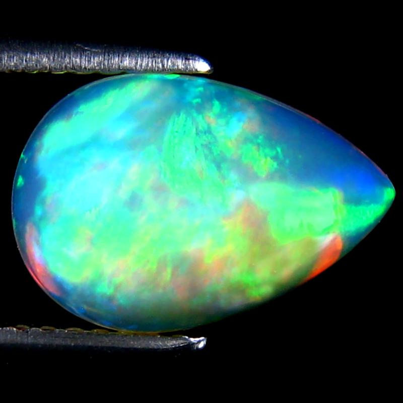 2.48 ct Sparkling Pear Cabochon Cut (13 x 8 mm) Ethiopia Play of Colors Rainbow Opal Natural Gemstone