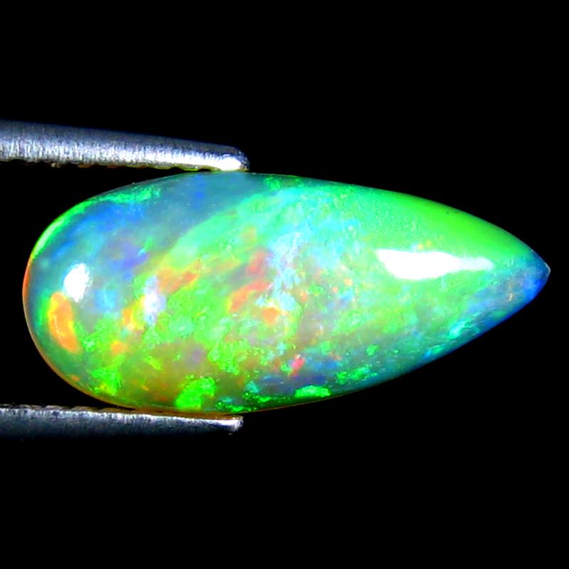 2.14 ct World class Pear Cabochon Cut (16 x 7 mm) Ethiopia Play of Colors Rainbow Opal Natural Gemstone