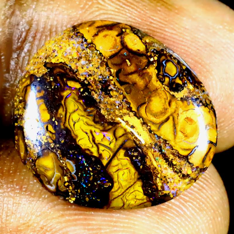 10.67 ct Tremendous Fancy Shape (18 x 17 mm) Multi Color Australian Koroit Boulder Opal Natural Loose Gemstone