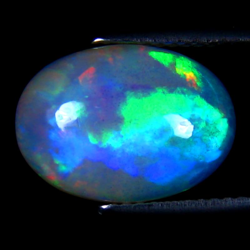 3.64 ct Attractive Oval Cabochon Cut (14 x 10 mm) Ethiopia Play of Colors Rainbow Opal Natural Gemstone