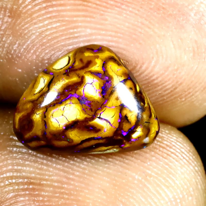3.48 ct Lovely Fancy Shape (12 x 9 mm) Multi Color Australian Koroit Boulder Opal Natural Loose Gemstone