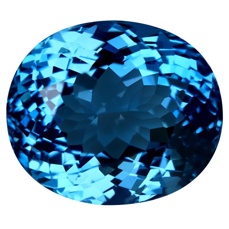 15.44 ct Remarkable Oval (15 x 13 mm) Heated Brazil London Blue Topaz Loose Gemstone