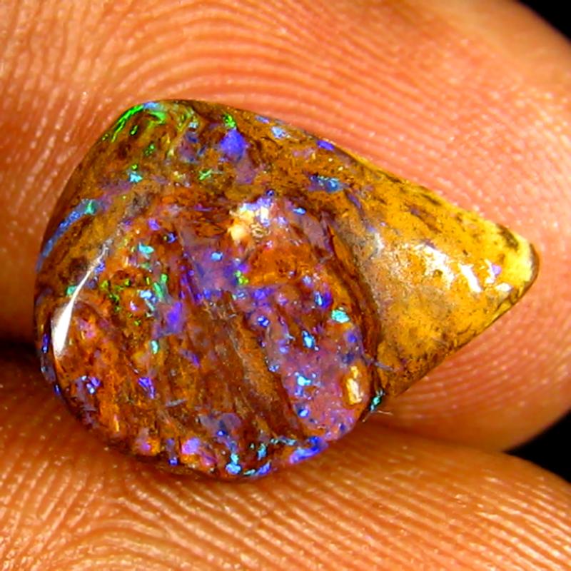3.50 ct Extraordinary Fancy Shape (14 x 10 mm) Multi Color Australian Koroit Boulder Opal Natural Loose Gemstone