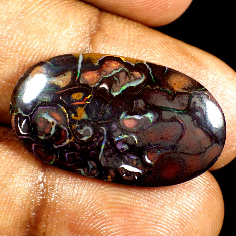 16.51 ct Fantastic Fancy Shape (26 x 15 mm) Multi Color Australian Koroit Boulder Opal Natural Loose Gemstone