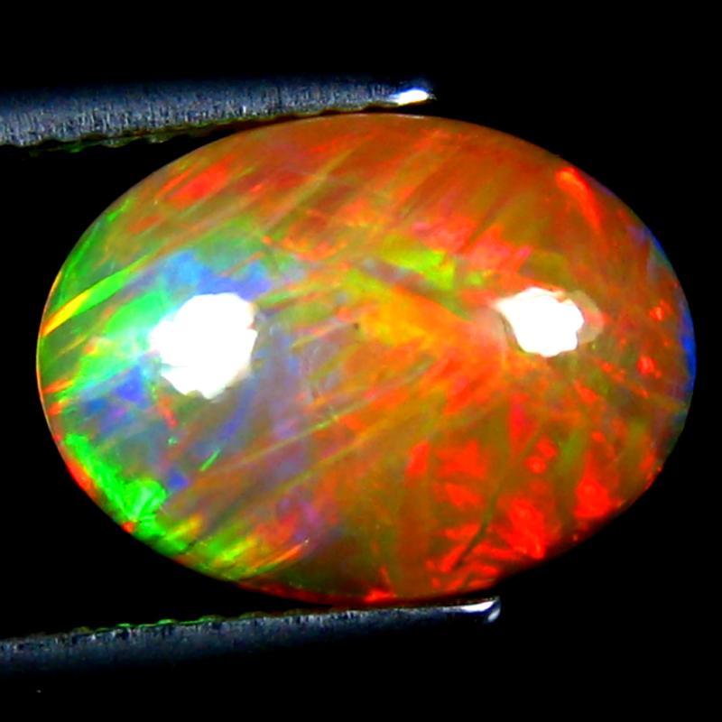 3.01 ct Great looking Oval Cabochon Cut (13 x 10 mm) Ethiopia Play of Colors Rainbow Opal Natural Gemstone