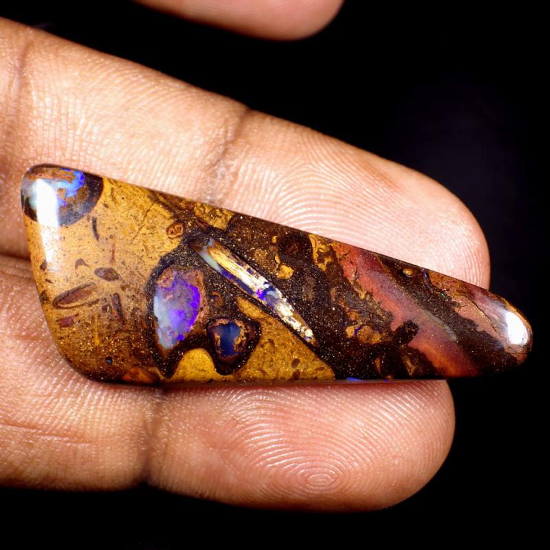 21.68 ct Superior Fancy Shape (41 x 15 mm) Multi Color Australian Koroit Boulder Opal Natural Loose Gemstone