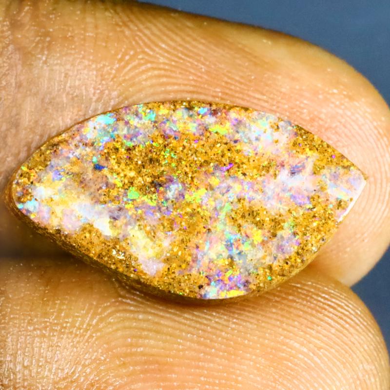 7.43 ct Awe-inspiring Fancy Shape (21 x 11 mm) Multi Color Australian Koroit Boulder Opal Natural Loose Gemstone