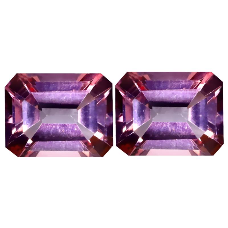 5.79 ct (2pcs) MATCHING PAIR Super-Excellent Octagon Cut (9 x 7 mm) Peach Pink Morganite Pink Topaz Genuine Stone