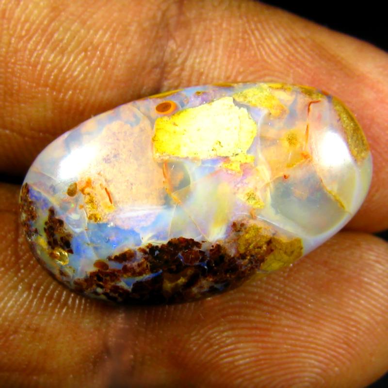 16.09 ct Beautiful Fancy Shape (25 x 15 mm) Multi Color Australian Koroit Boulder Opal Natural Loose Gemstone