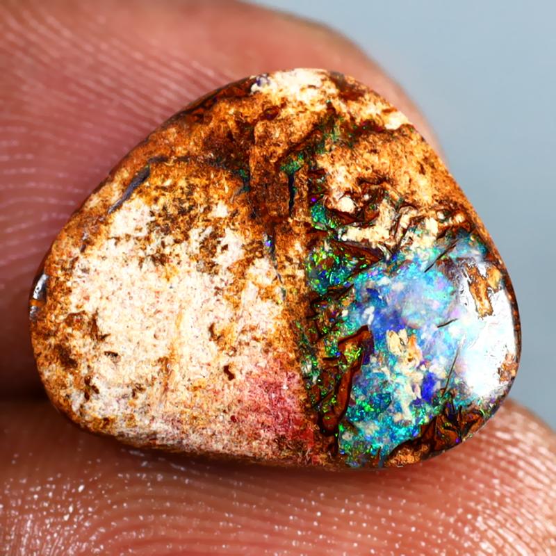 6.29 ct Excellent Fancy Shape (16 x 13 mm) Multi Color Australian Koroit Boulder Opal Natural Loose Gemstone