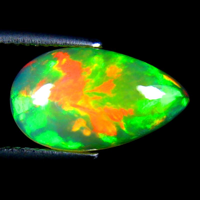 3.46 ct Sparkling Pear Cabochon Cut (16 x 9 mm) Ethiopia Play of Colors Rainbow Opal Natural Gemstone