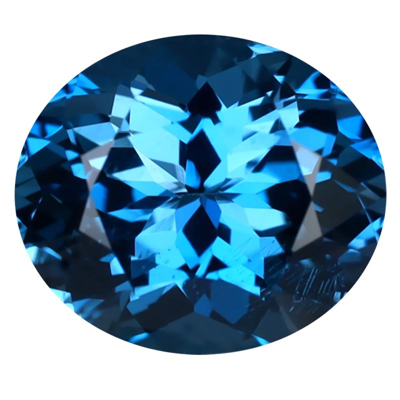 6.66 ct Sparkling Oval (12 x 10 mm) Heated Brazil London Blue Topaz Loose Gemstone