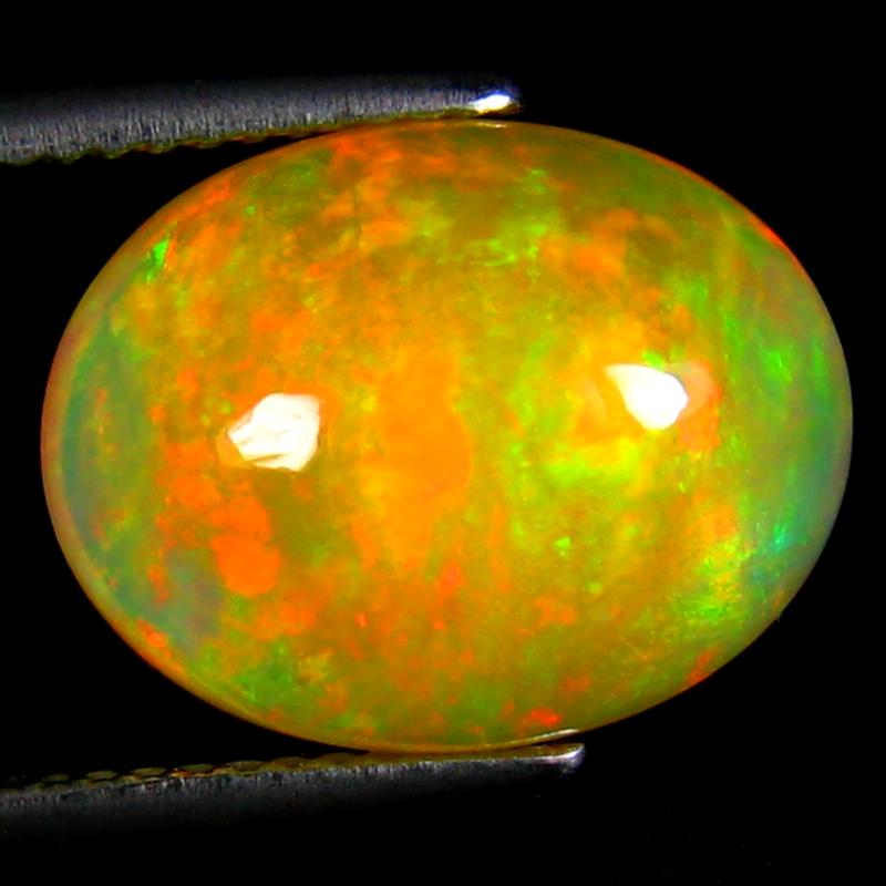 5.80 ct World class Oval Cabochon Cut (15 x 11 mm) Ethiopia Play of Colors Rainbow Opal Natural Gemstone