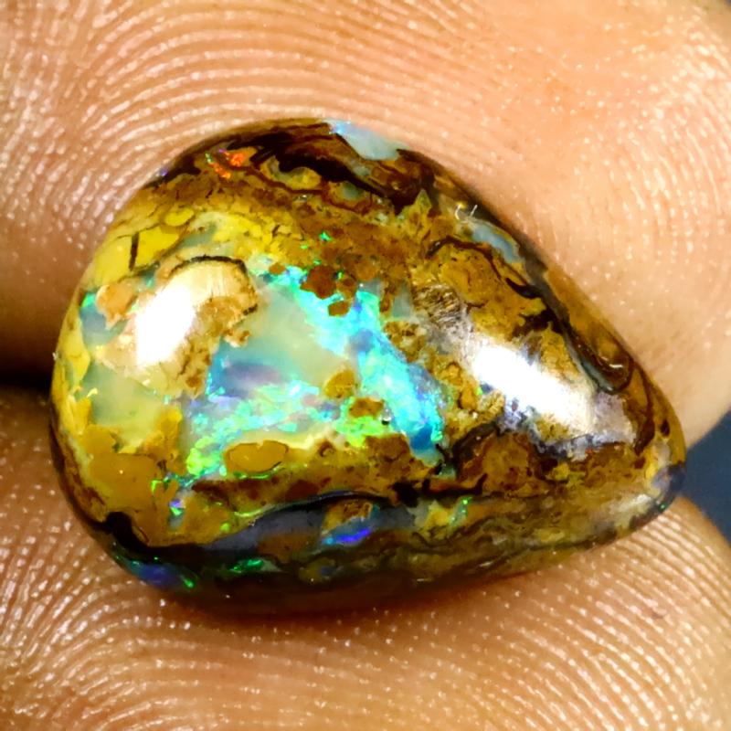 6.62 ct Romantic Fancy Shape (16 x 13 mm) Multi Color Australian Koroit Boulder Opal Natural Loose Gemstone
