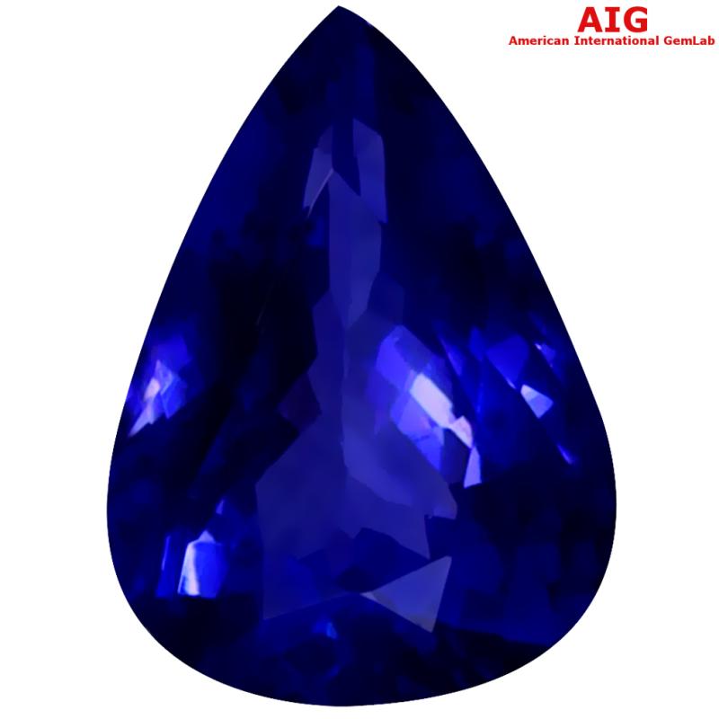 2.49 ct AIG Certified AAAA Grade Super-Excellent Pear Cut (10 x 8 mm) D'Block Tanzanite Gemstone