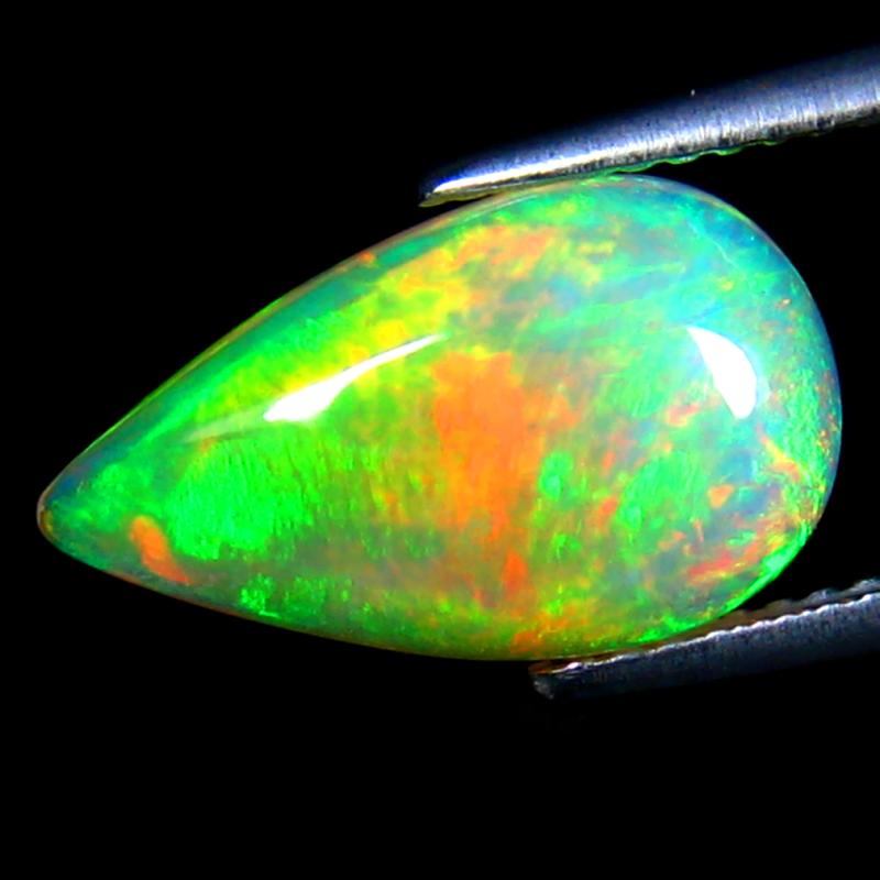 2.78 ct Lovely Pear Cabochon Cut (15 x 9 mm) Ethiopia Play of Colors Rainbow Opal Natural Gemstone