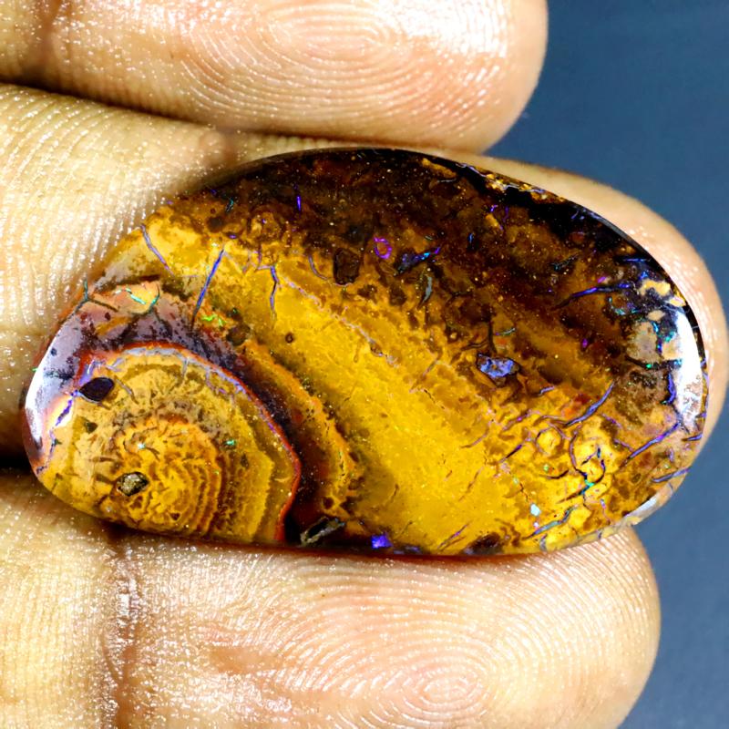 14.89 ct Best Fancy Shape (30 x 18 mm) Multi Color Australian Koroit Boulder Opal Natural Loose Gemstone