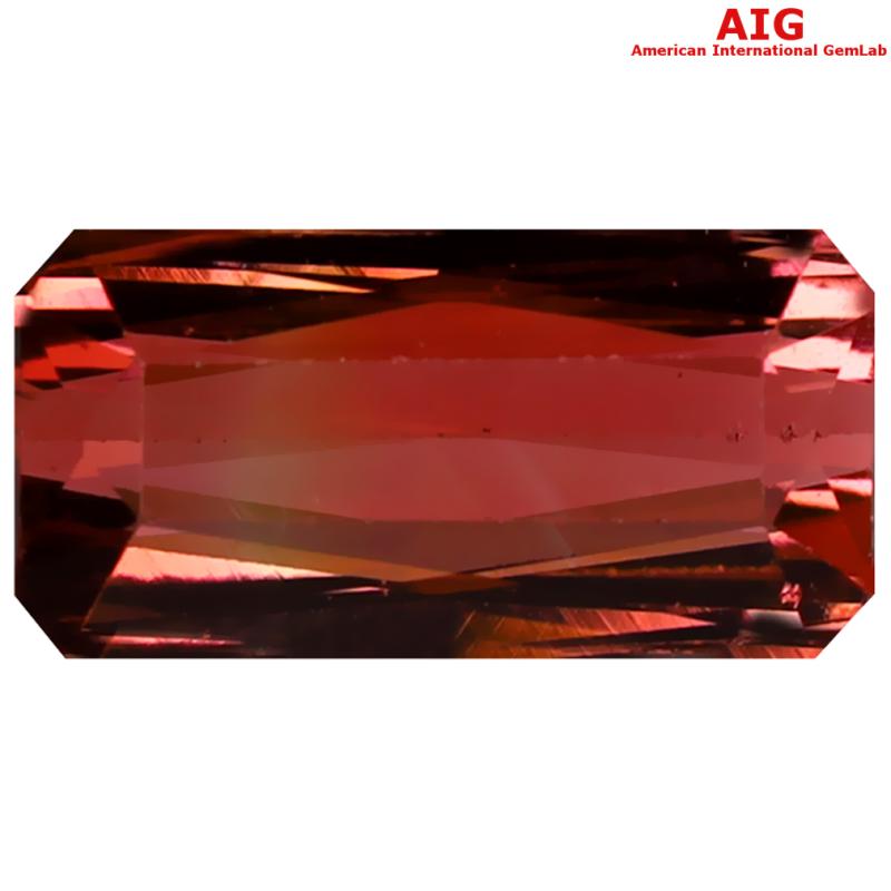 4.32 ct AIG Certified Amazing Octagon Cut (13 x 7 mm) Unheated / Untreated Orange Pink Tourmaline Loose Stone