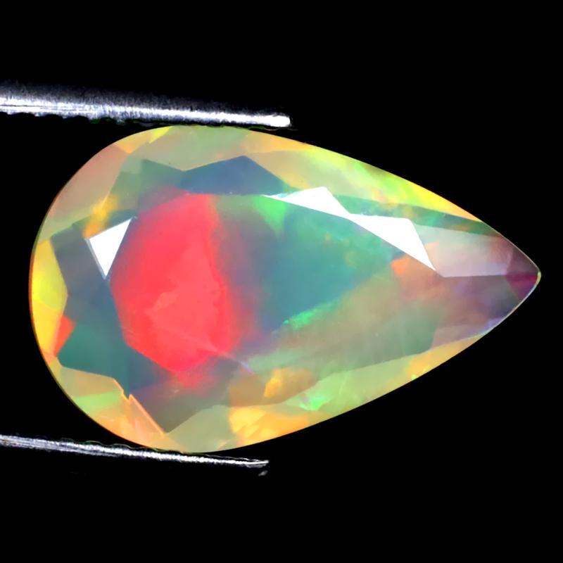 3.46 ct Shimmering Pear (16 x 10 mm) Un-Heated Ethiopia Rainbow Opal Loose Gemstone