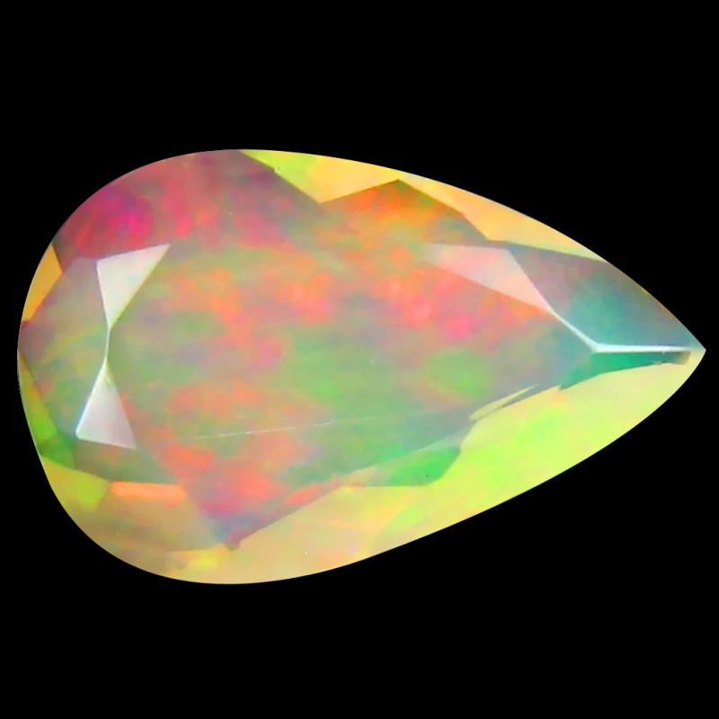 1.57 ct Best Pear (13 x 8 mm) Un-Heated Ethiopia Rainbow Opal Loose Gemstone