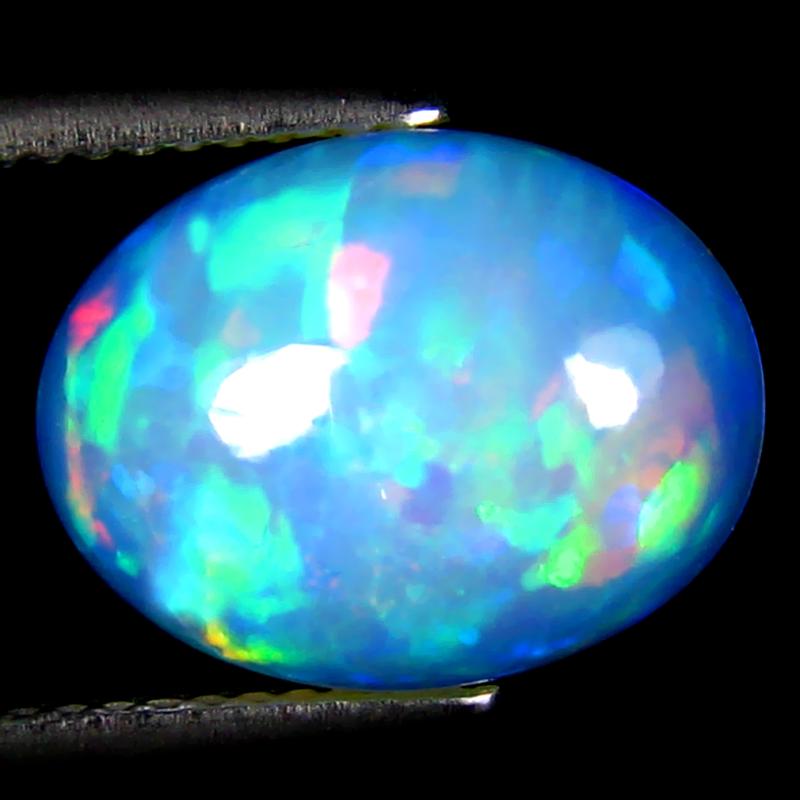 4.03 ct Lovely Oval Cabochon (13 x 10 mm) Ethiopian 360 Degree Flashing Rainbow Opal Natural Gemstone