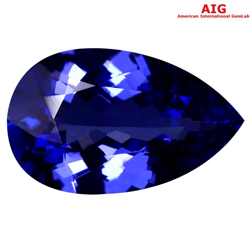 3.12 ct AIG CERTIFIED AAAA+ GRADE BEAUTIFUL PEAR CUT (13 X 8 MM) D'BLOCK TANZANITE GEMSTONE