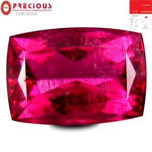 3.13 ct PGTL Certified AAAA Grade Astonishing Cushion Cut (11 x 7 mm) Reddish Pink Rubellite Tourmaline Gemstone