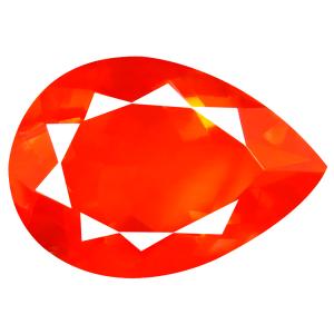 3.50 ct Great looking Pear Cut (14 x 10 mm) Mexico Orange Red Fire Opal Natural Gemstone