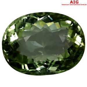 6.12 ct AIG Certified Fantastic Oval Cut (12 x 10 mm) Unheated / Untreated Yellow Green Tourmaline Loose Stone