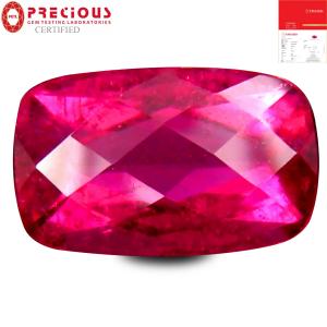 2.53 ct PGTL Certified AAAA Grade Eye-opening Cushion Cut (10 x 6 mm) Reddish Pink Rubellite Tourmaline Gemstone