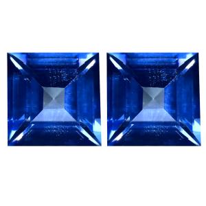 8.43 ct (2pcs) First-class MATCHING PAIR Princess Shape (9 x 9 mm) English Blue Topaz Natural Gemstone