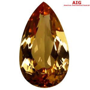 1.22 ct AIG Certified Fair Pear Cut (9 x 5 mm) Unheated / Untreated Orange Yellow Imperial Topaz Loose Stone