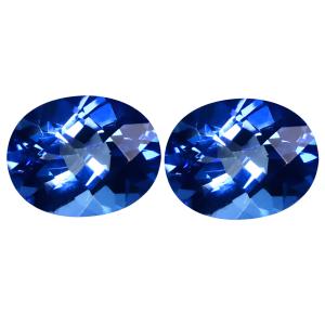 4.61 ct (2pcs) Beautiful MATCHING PAIR Oval Shape (9 x 7 mm) English Blue Topaz Natural Gemstone