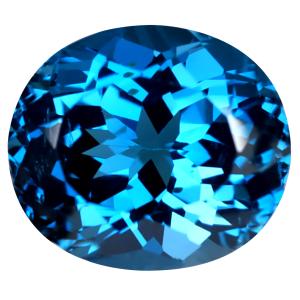 13.21 ct Mind-Boggling Oval (15 x 13 mm) Heated Brazil London Blue Topaz Loose Gemstone