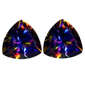4.30 ct (2pcs) Shimmering MATCHING PAIR Trillion Shape (8 x 8 mm) Mystic Universe Natural Gemstone