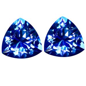 10.90 ct (2pcs) Valuable MATCHING PAIR Trillion Shape (11 x 11 mm) English Blue Topaz Natural Gemstone