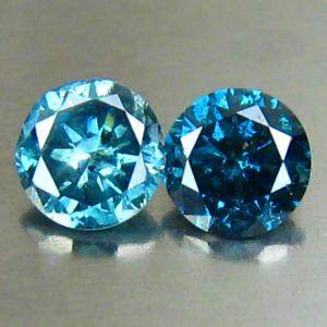 0.38 ct (2pcs) MATCHING PAIR Remarkable 4 mm Round Cut Vivid Blue Diamond Genuine Stone