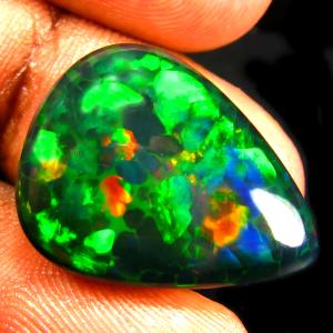 11.49 ct Excellent Pear Cabochon (21 x 16 mm) Ethiopian 360 Degree Flashing Black Opal Natural Gemstone