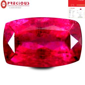 2.02 ct PGTL Certified AAAA Grade Valuable Cushion Cut (10 x 6 mm) Reddish Pink Rubellite Tourmaline Gemstone