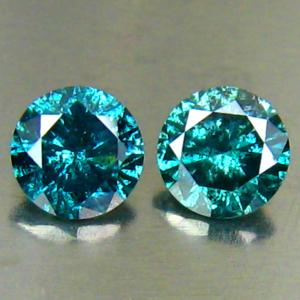 0.36 ct (2pcs) MATCHING PAIR Extraordinary 4 mm Round Cut Vivid Blue Diamond Genuine Stone