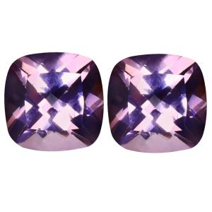 4.76 ct (2pcs) MATCHING PAIR Terrific Cushion Cut (8 x 8 mm) Peach Pink Morganite Pink Topaz Genuine Stone