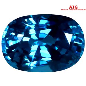 5.02 ct AIG Certified Super-Excellent Oval Cut (10 x 7 mm) Cambodia Blue Zircon Loose Stone
