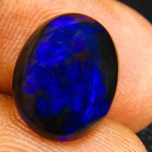 3.22 ct Astonishing Oval Cabochon Cut (13 x 10 mm) Ethiopia Play of Colors Black Opal Natural Gemstone