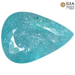 GIA CERTIFIED 4.14 ct PHENOMENAL PEAR CUT (12 X 9 MM) GREENISH BLUE PARAIBA TOURMALINE LOOSE STONE