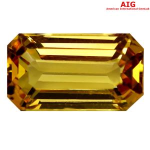 2.30 ct AIG Certified Pretty Octagon Cut (10 x 5 mm) Unheated / Untreated Orange Yellow Imperial Topaz Loose Stone